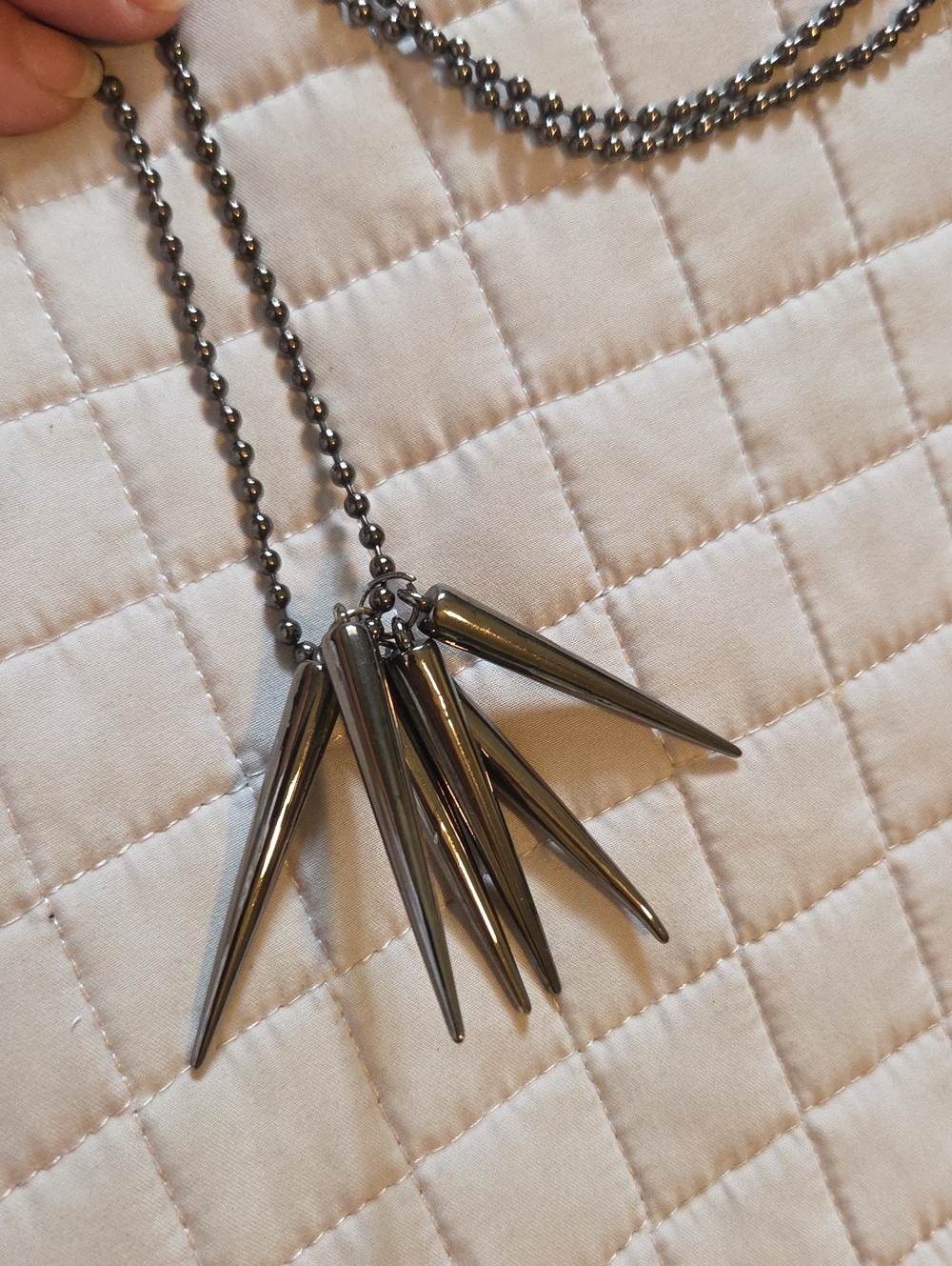 Steel Spike Pendant Necklace - Gunmetal Grey Finish